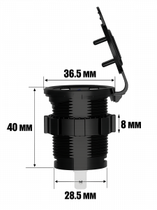 Розетка питания на 2 USB гнезда12-24В круглая TDS TS-CAU49 Красная